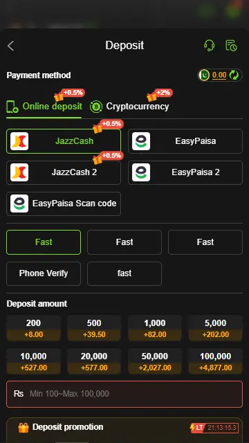 JJWIN Deposit Methods